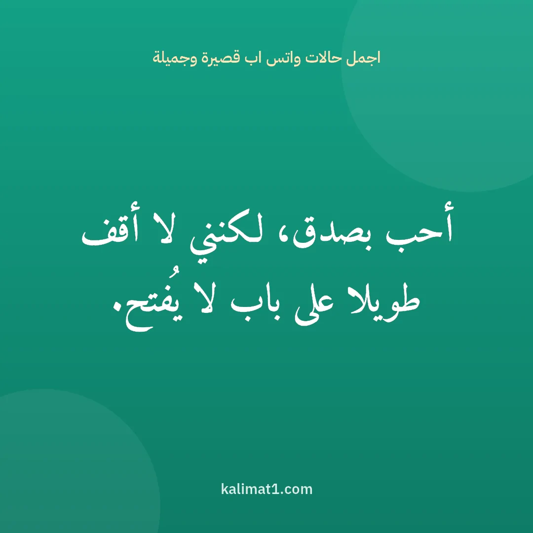 اجمل حالات واتس اب قصيرة وجميلة: أحب بصدق، لكنني لا أقف طويلا على باب لا يُفتح.