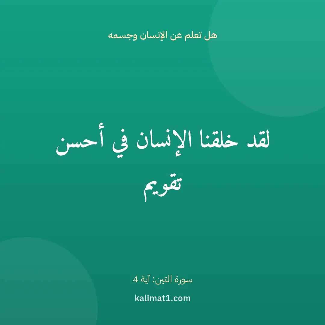 هل تعلم عن الإنسان وجسمه: لقد خلقنا الإنسان في أحسن تقويم