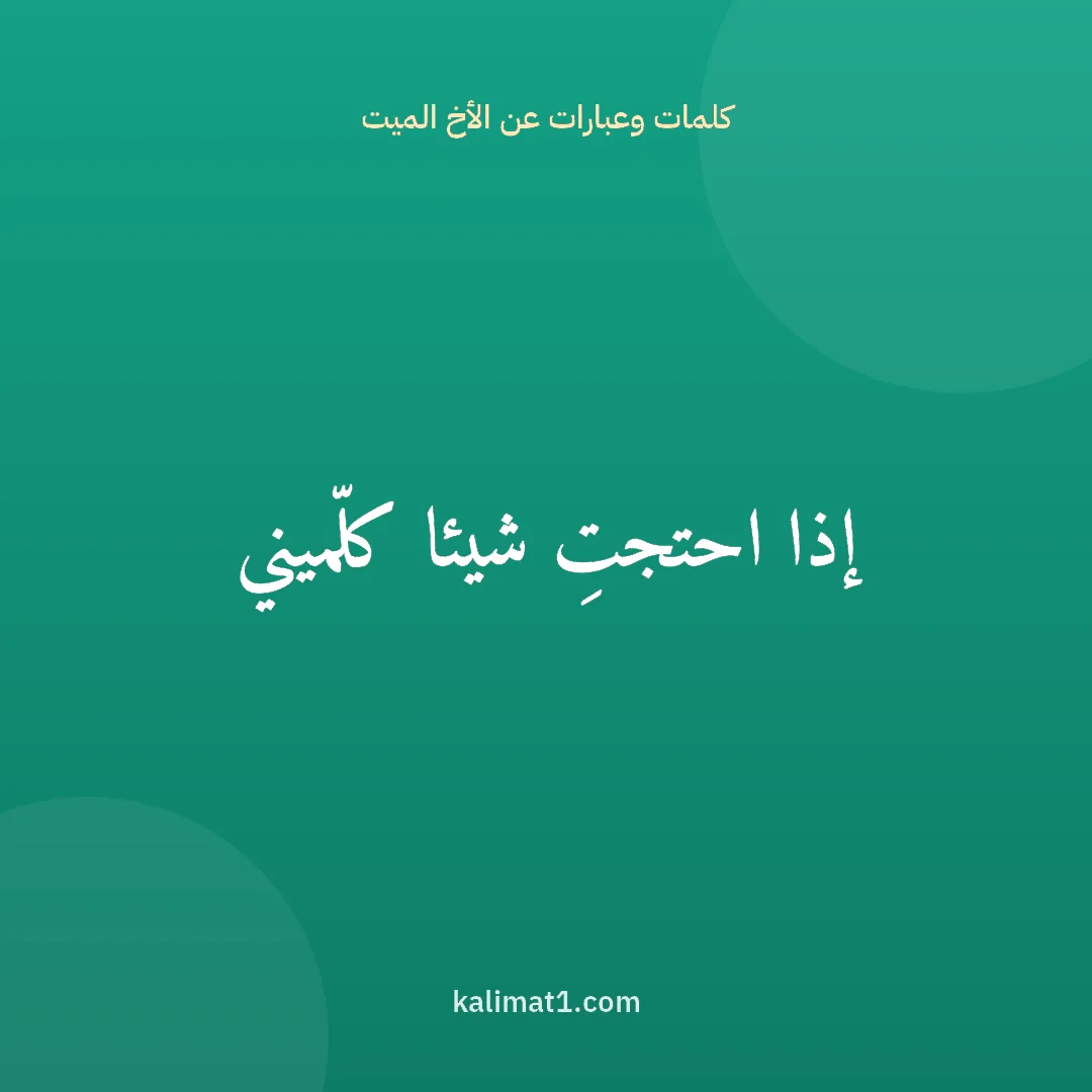 كلمات وعبارات عن الأخ الميت: إذا احتجتِ شيئا كلّميني