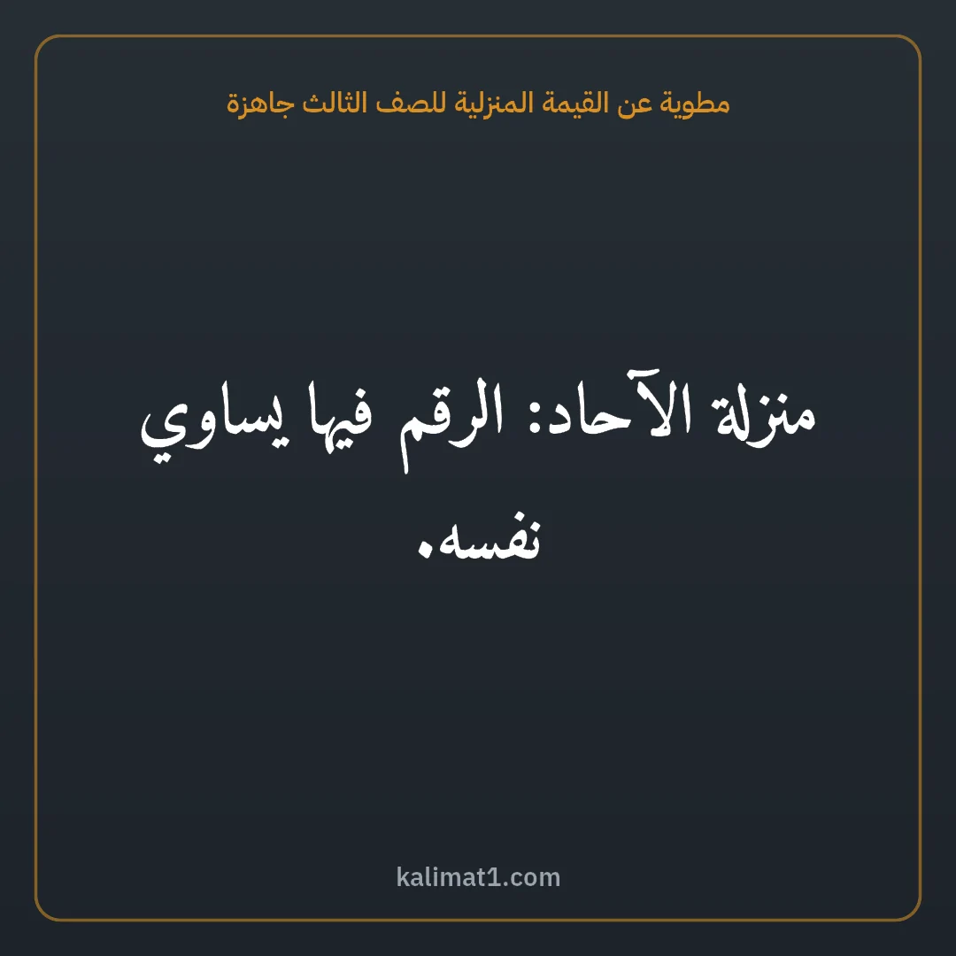 مطوية عن القيمة المنزلية للصف الثالث جاهزة: منزلة الآحاد: الرقم فيها يساوي نفسه.