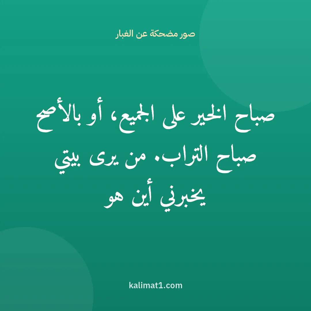 صور مضحكة عن الغبار: صباح الخير على الجميع، أو بالأصح صباح التراب. من يرى بيتي يخبرني أين هو